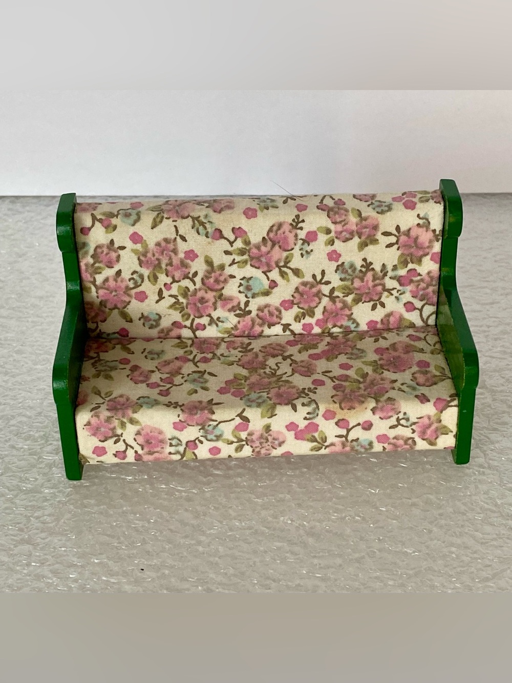 Calico Critters Vintage Dollhouse Furniture Sylvanian Families Green Floral Sofa